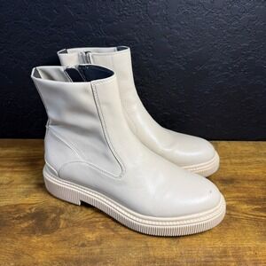 Sarto Jinta Ivory Leather Ankle Lug Sole Boots Womens Size‎ 7M